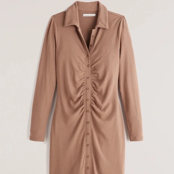 Abercrombie & Fitch Ruched Knit Shirt Dress - Picture 1 of 5
